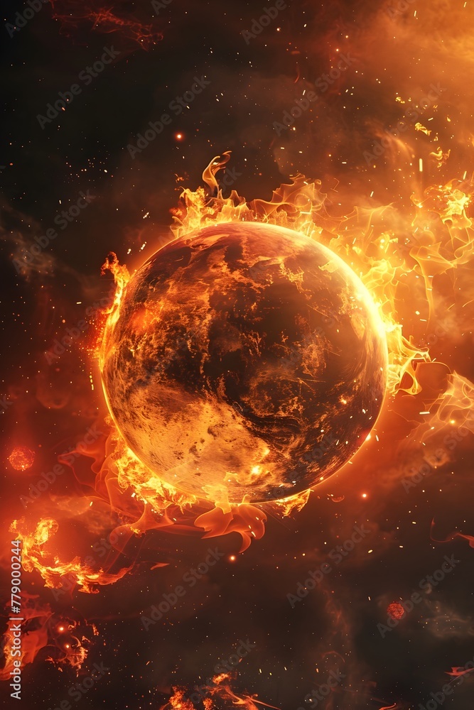 Flames of the Doomed World: A 3D Visualization of a Cosmic Confrontation Between Burning Suns in a Dark Galaxy Flames of the Doomed World: A 3D Visualization of a Cosmic Confrontation Between Burning Suns in a Dark Galaxy