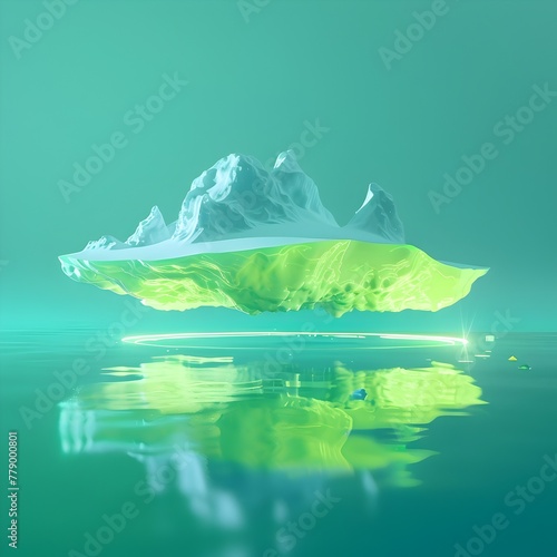 Melting Ice World: A Vivid 3D Abstract Visualization in Neon Green Space