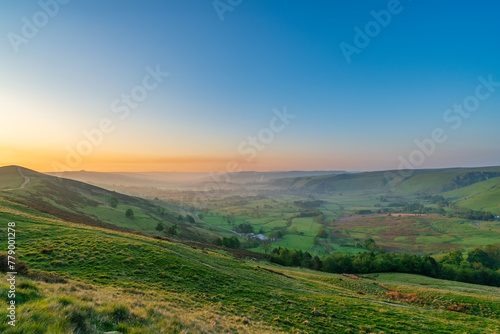 Green Valley of Mam Tor in Peak District. United Kingdom