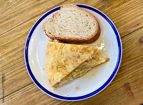 Spanish omelette on a dish (traditional Spanish food)