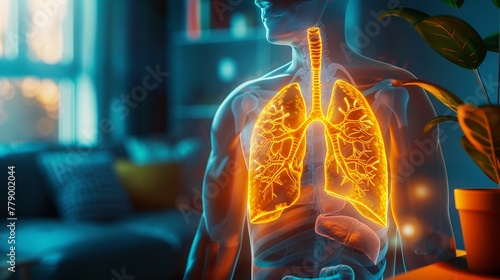 High PM2.5 levels lung inflammation fear confined to home warm light photo