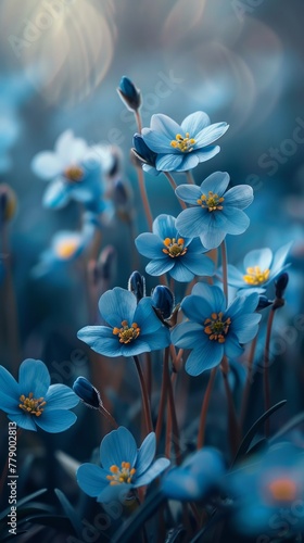 Close-up of blue flowers with yellow centers