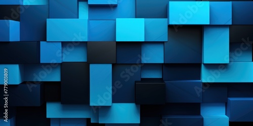 Sky Blue and black modern abstract squares background with dark background in blue striped in the style of futuristic chromatic waves, colorful minimalism pattern