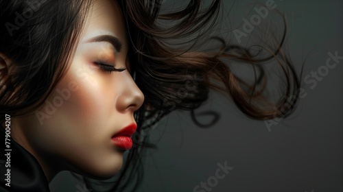 Hair and Beauty Graphic, Salon Graphics, Beauty Industry Image, Hair Product Advertising Graphic, Asian Woman with long hair