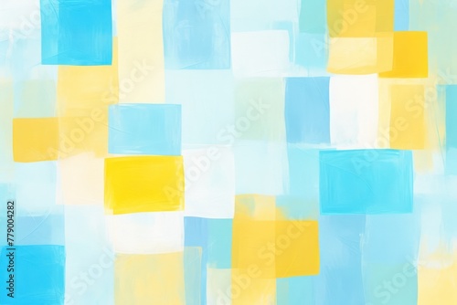 Sky Blue and yellow pastel colored simple geometric pattern, colorful expressionism with copy space background, child's drawing, sketch 