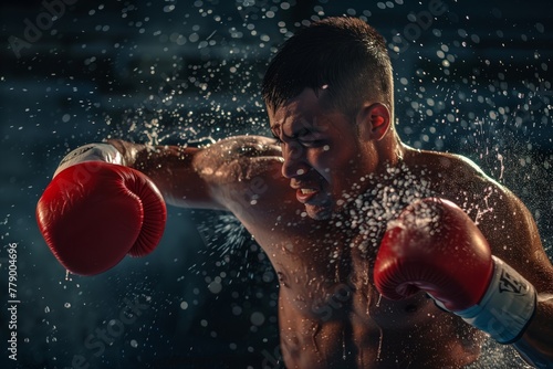 Boxer punching with water splash effect © gearstd