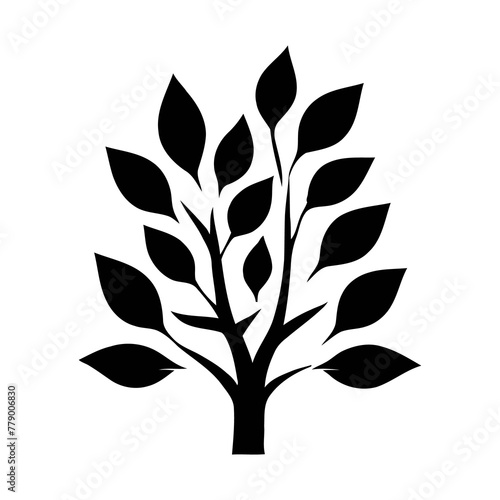 Branches tree and leaves silhouette on transparent background png