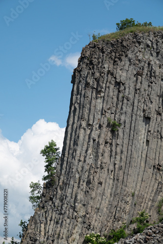 Hegyestu geological basalt cliff in Kali basin hungary near Koveskal