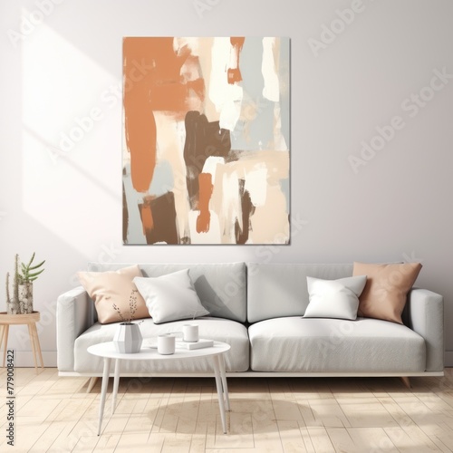 Tan and white flat digital illustration canvas with abstract graffiti and copy space for text background pattern 