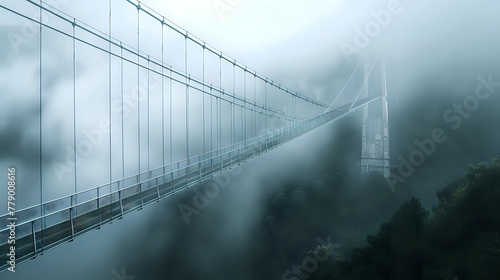 Ethereal Steel Bridge in the Fog./n photo
