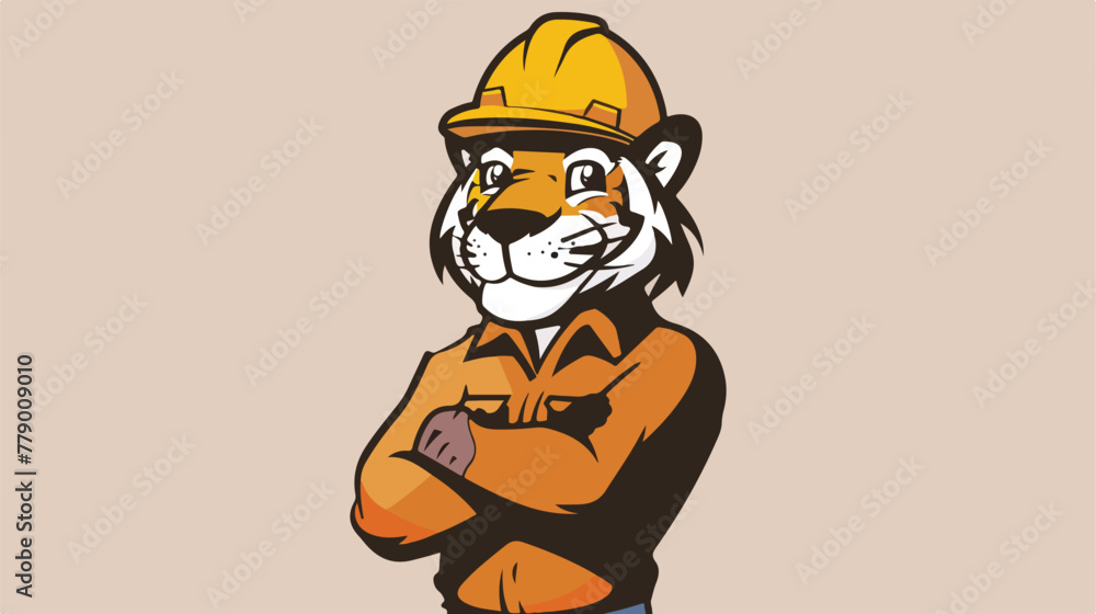 Tiger Cartoon retro vintage contractor or construct