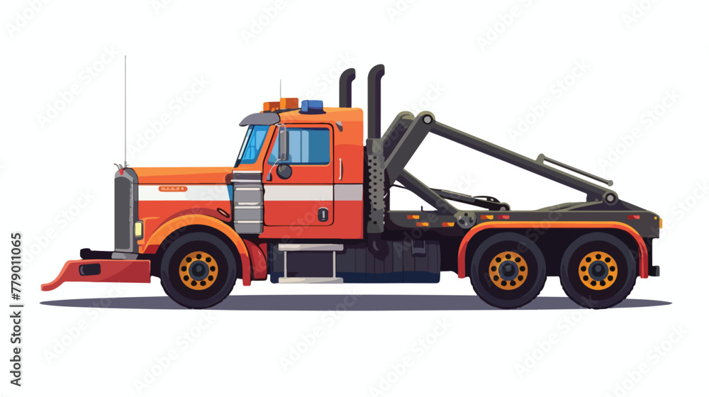 Towing truck side view. Cartoon illustration. Towin