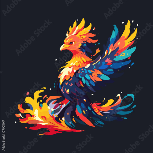 Brilliant Feathered Phoenix Vector Art
