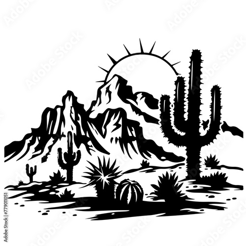 Americas Desert Logo Monochrome Design Style