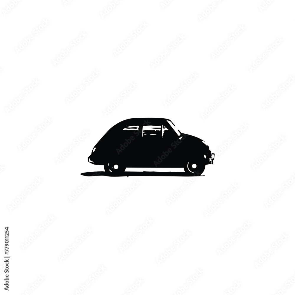 Fototapeta premium Silhouette vintage car on the white background. Vector illustration.