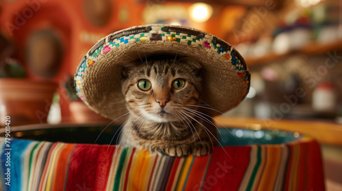 Portrait of a cat in a sombrero © ksu