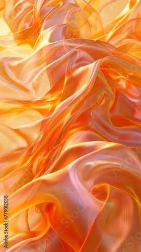 Abstract orange silk flowing fabric