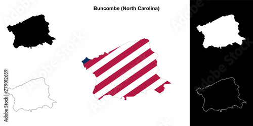 Buncombe County (North Carolina) outline map set