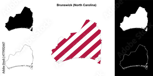 Brunswick County (North Carolina) outline map set