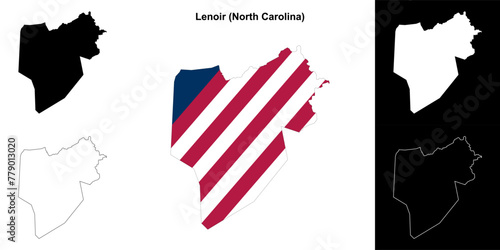 Lenoir County (North Carolina) outline map set photo