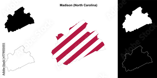 Madison County (North Carolina) outline map set