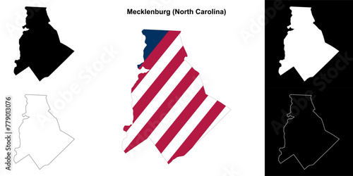Mecklenburg County (North Carolina) outline map set