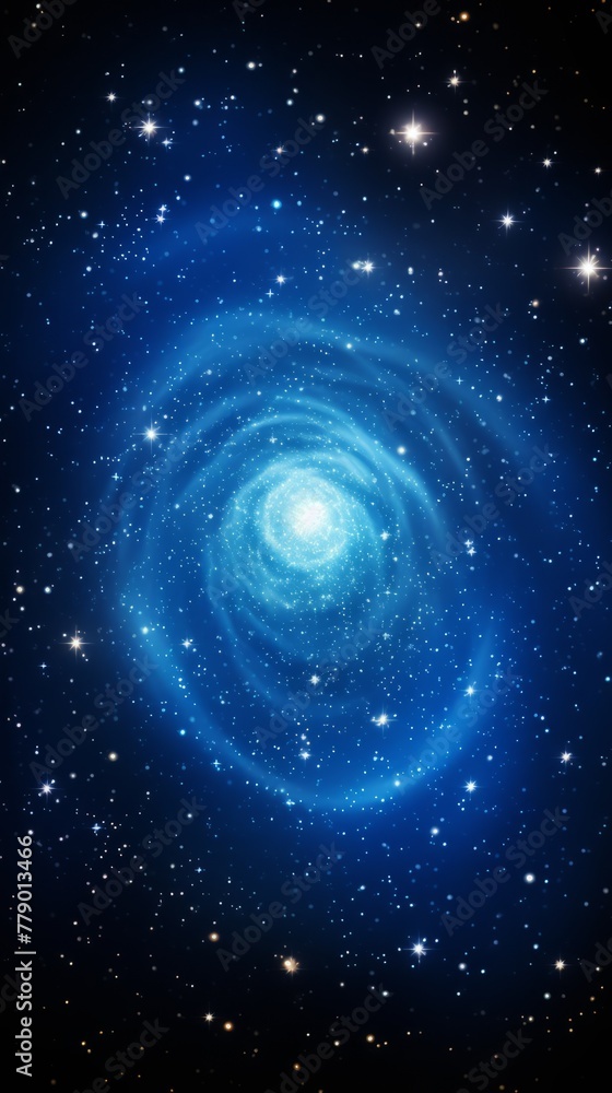 Blue spiral galaxy in deep space