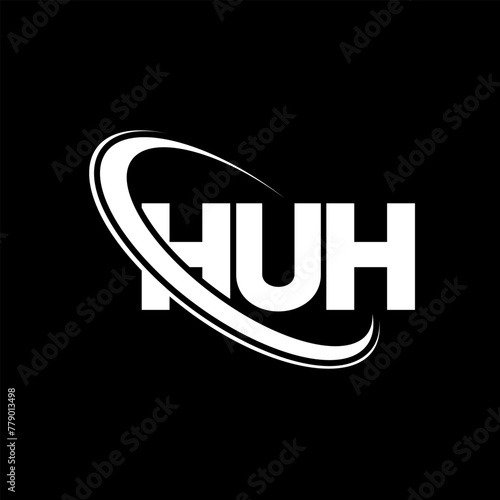 HUH logo. HUH letter. HUH letter logo design. Initials HUH logo linked with circle and uppercase monogram logo. HUH typography for technology, business and real estate brand.