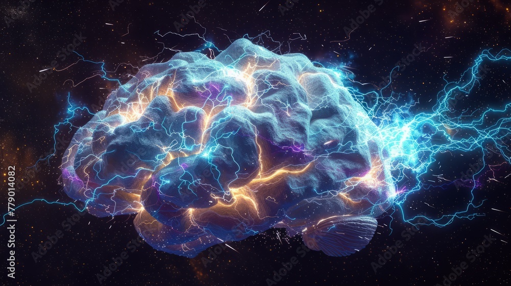 Brain with electrical activity Brain with electrical activity