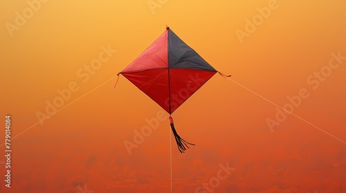   Traditional Diamond Shape Kite on plan solid background