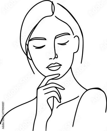sketch of a woman thinking expression 