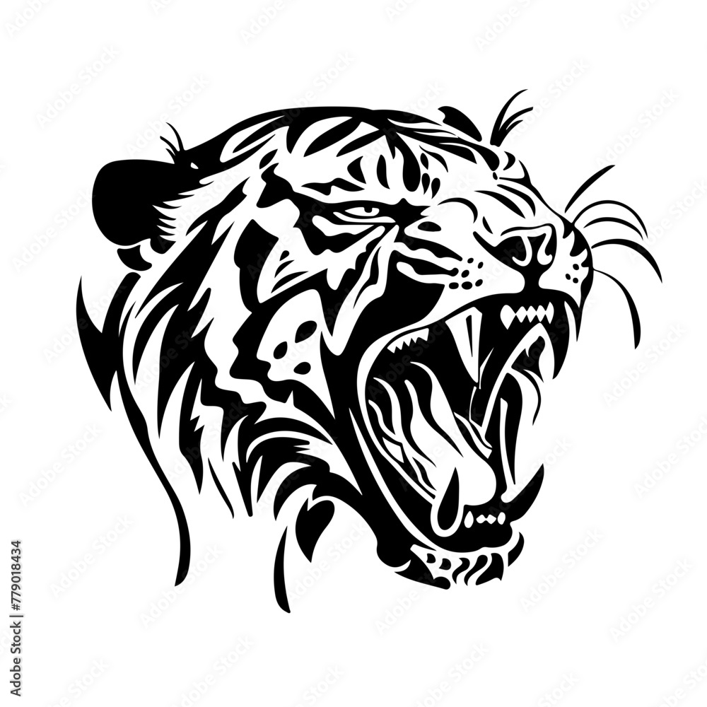 Angry Tiger Roaring Logo Design