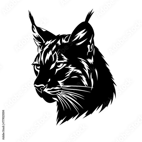 Black silhouette of a lynx head Logo Design