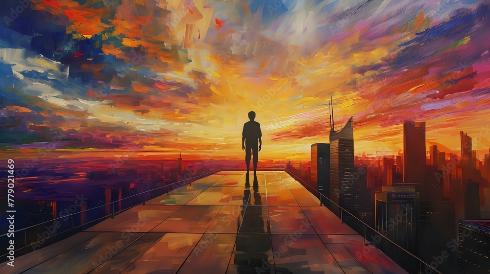 Solitude at Sunrise: Rooftop Revelation./n Solitude at Sunrise: Rooftop Revelation./n