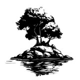 Coral Island Landscape Logo Design