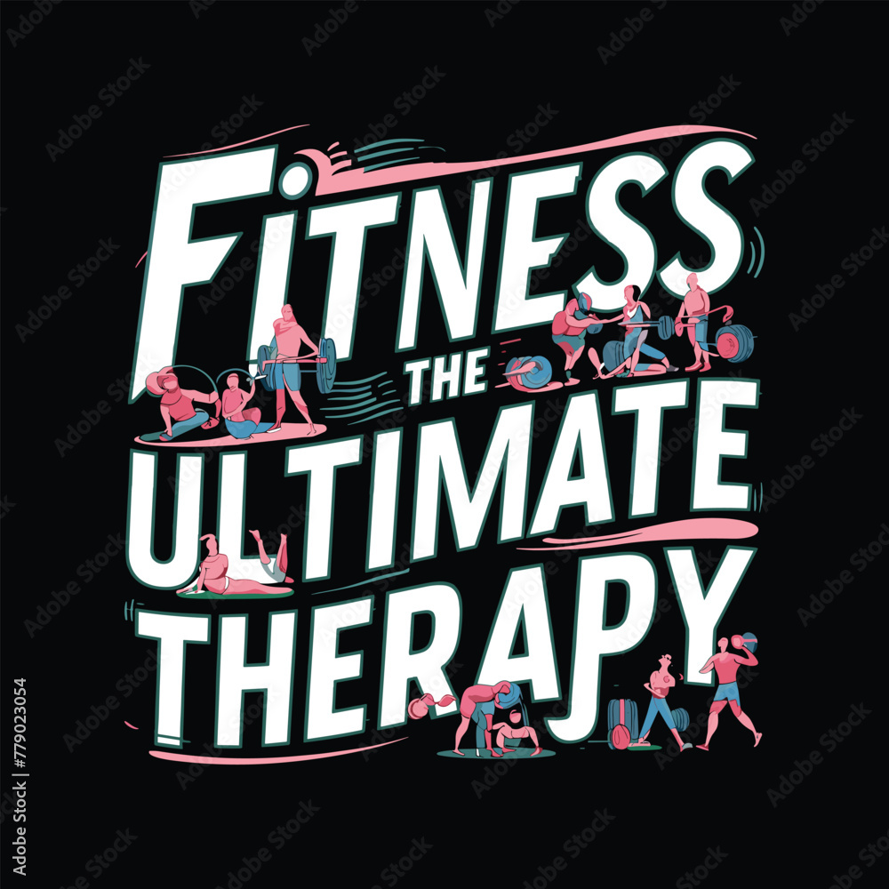 Naklejka premium Fitness T-Shirts design vector template. Fitness Shirts typography. Fitness lettering