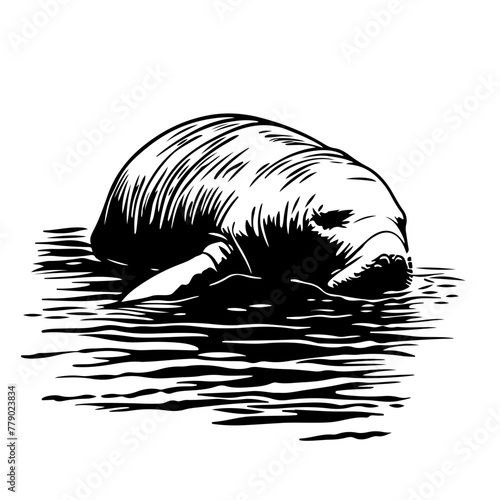 manatee in the water Logo Design photo