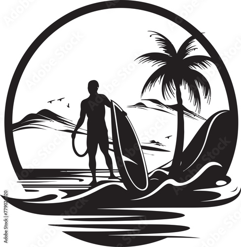 Coastal Cool Stylish Surfer Guy Vector Logo Design Surfing Swagger Guy Riding Waves Vector Logo