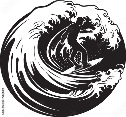 Aqua Aura Vibrant Guy Surfing Vector Logo Design Surfer Symbol Guy on Waves Vector Logo Inspiration