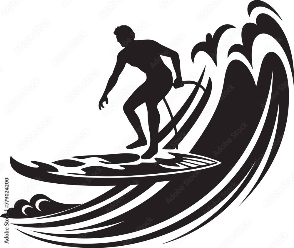 Surfer Stance Confident Guy Surfing Vector Logo Coastal Connection Guy Surfing Vector Logo Design
