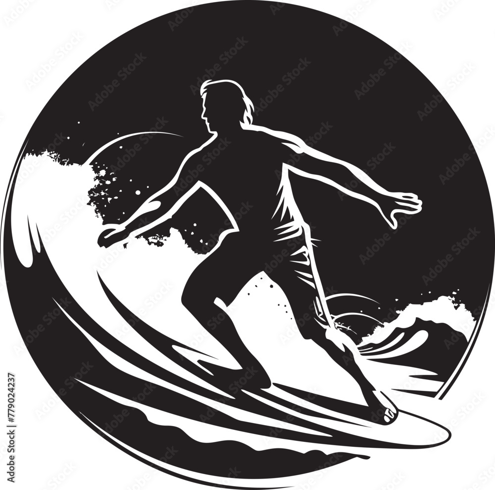 Wave Whisper Serene Guy Surfing Vector Logo Design Surfer Serenity Calm Guy Surfing Vector Logo Inspiration