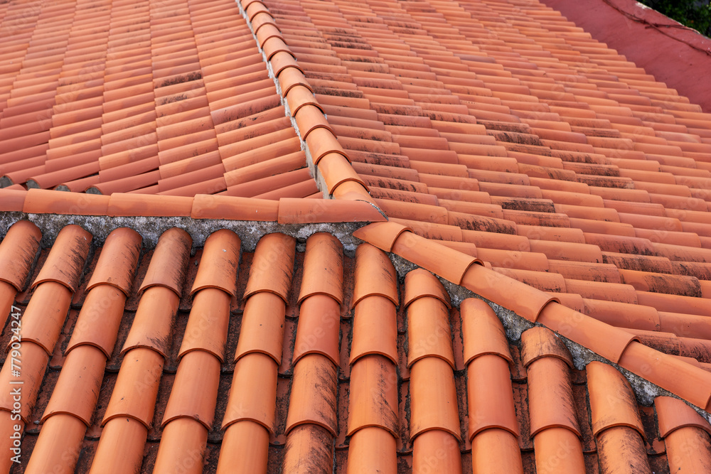 Red terracotta tiles on roof in Tenerife, Canary islands. Spain Red terracotta tiles on roof in Tenerife, Canary islands. Spain