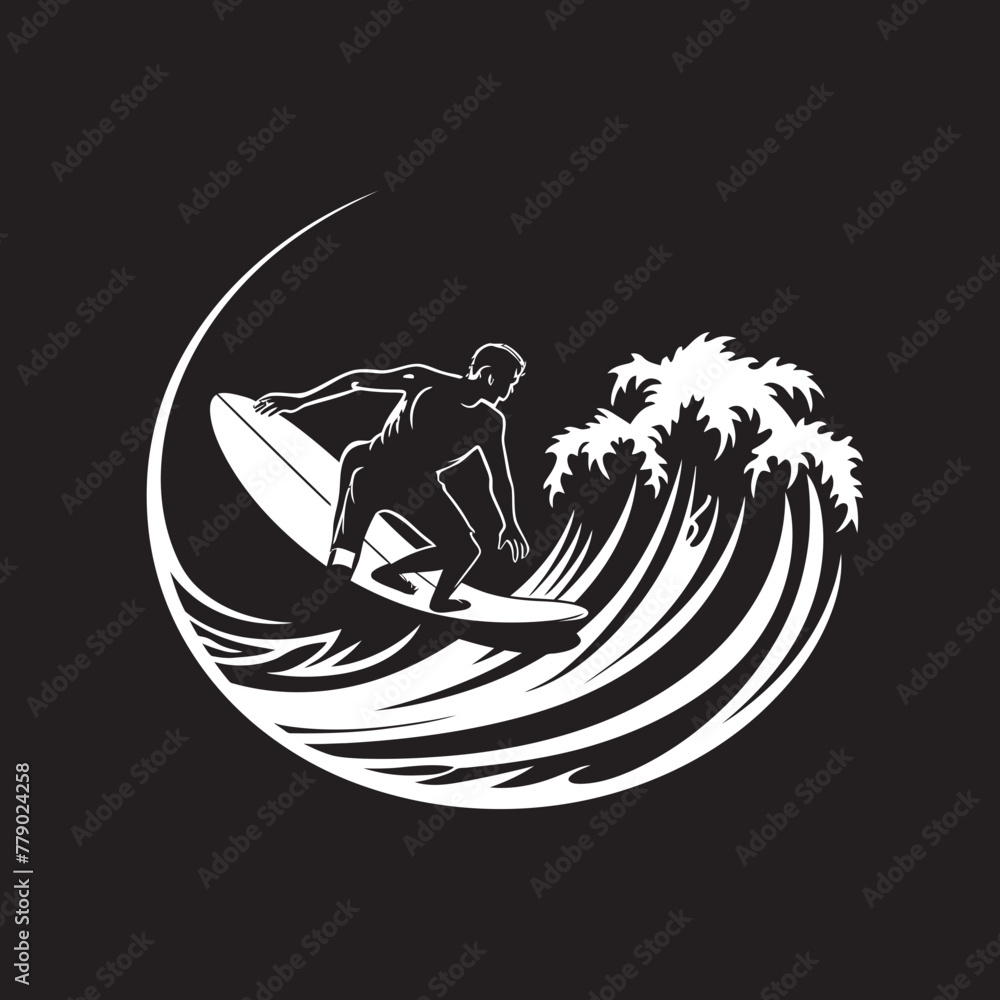 Coastal Comrade Friendly Guy Surfing Vector Logo Design Surfing Serenade Melodic Guy Surfing Vector Logo