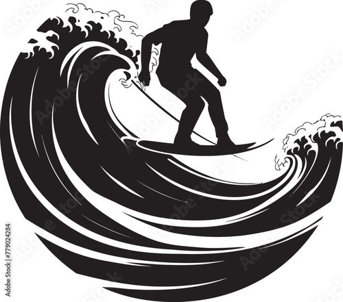 Coastal Culture Guy Surfing Vector Logo Design Surfing Synchrony Guy Surfing Vector Logo Illustration
