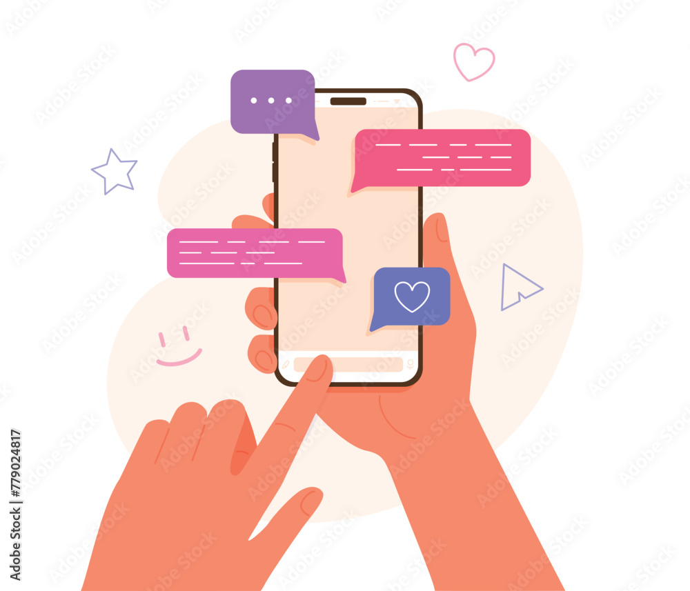 Chatting with friends and send messages by smartphone Chatting with friends and send messages by smartphone