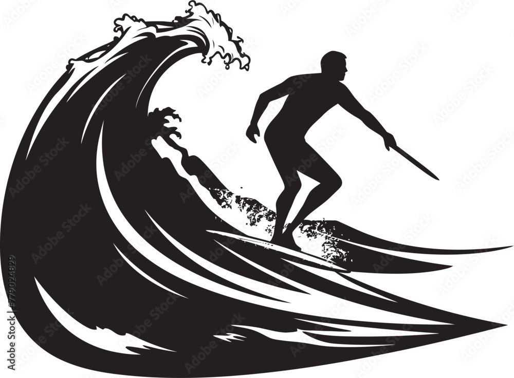 Coastal Champion Victorious Guy Surfing Vector Logo Icon Surfing Sonata Melodic Guy Surfing Vector Logo Design