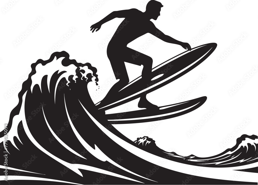 Coastal Creation Inspiring Guy Surfing Vector Logo Surfing Solitude Serene Guy Surfing Vector Logo Design
