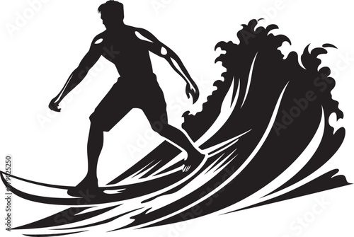 Aqua Allegiance Vector Logo of a Guy Pledging to the Surf Coastal Crusader Surfer Vector Logo Design