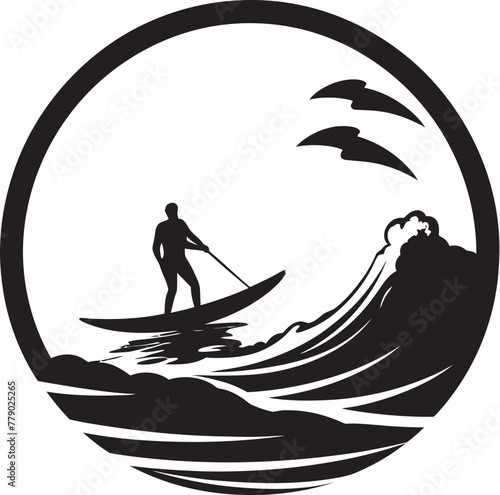 Surfers Sonata Dynamic Vector Icon Logo Aqua Artisan Vector Logo Design of a Surfer Crafting Waves