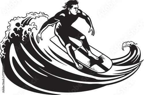 Wave Wanderer Vector Logo of a Surfer Exploring the Sea Surfers Sonata Dynamic Vector Icon Logo